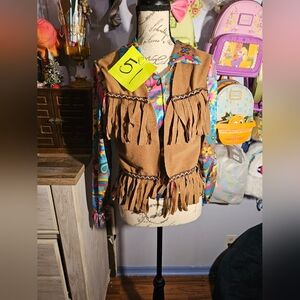 Hippie Costume Top Attached Faux Vest Size Medium Franco